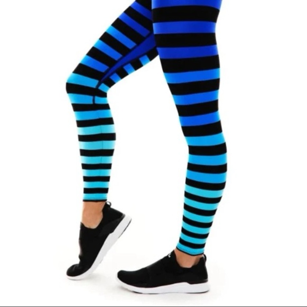 Striped Blue and Black Leggings